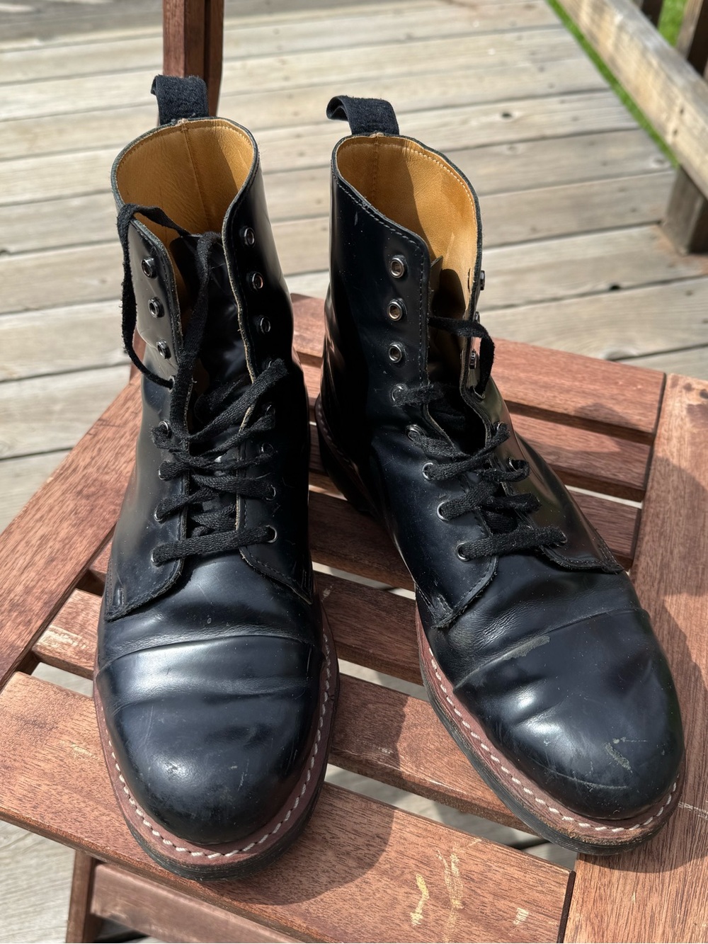 Vintage Dr. Martens 8-Eye Black Leather Cap Toe Boots | Men’s - Picture 3 of 9